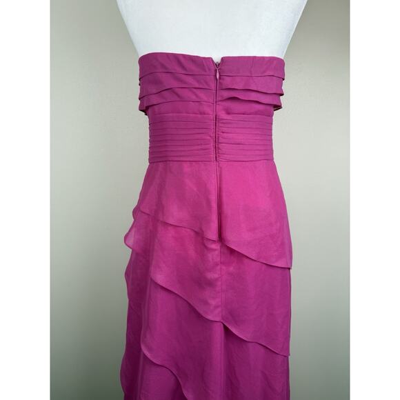 Vintage Y2K Cache Strapless Chiffon Long Formal Gown Dress Flowy Pink Sz 8 NWT - Picture 5 of 9